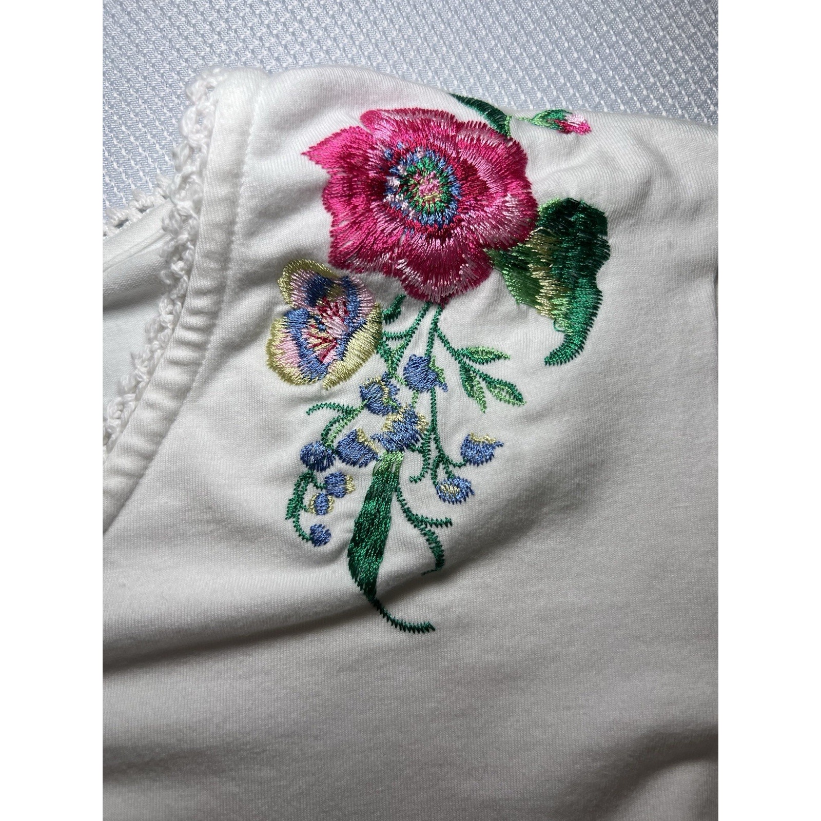 Susan Graver (3x) Tunic-Floral-Peasant-Layered-Boho Chic-Festival-White L/S Euc — image 7 of 8